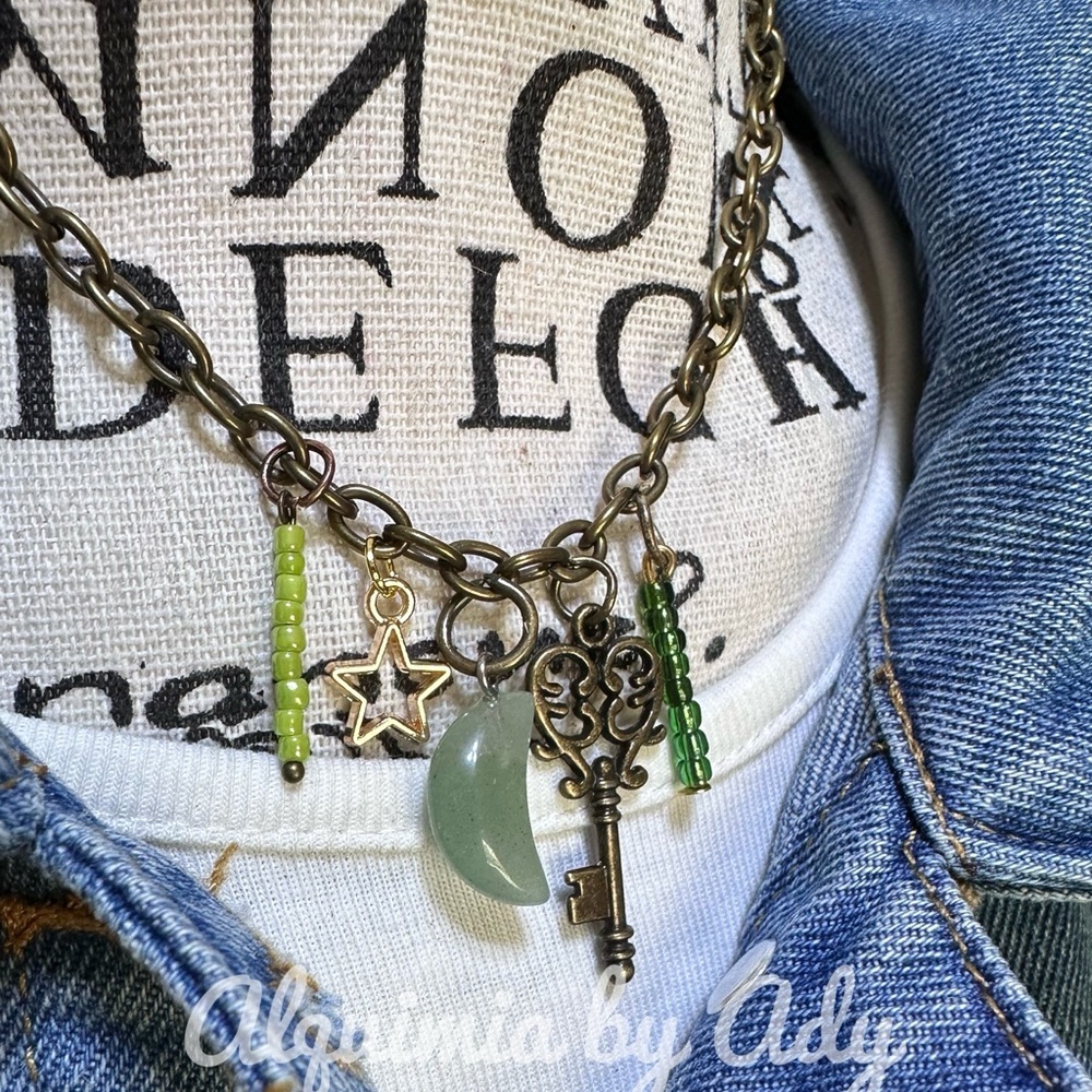 Rustic aventurine multi charms necklace